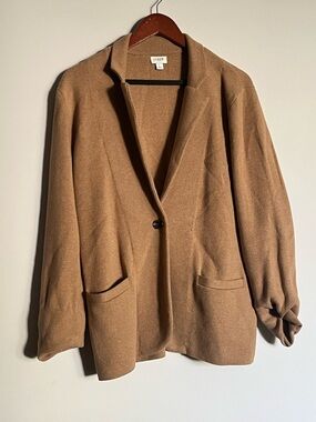J. Crew Women's Camel Brown Single-Button Wool-Blend Blazer